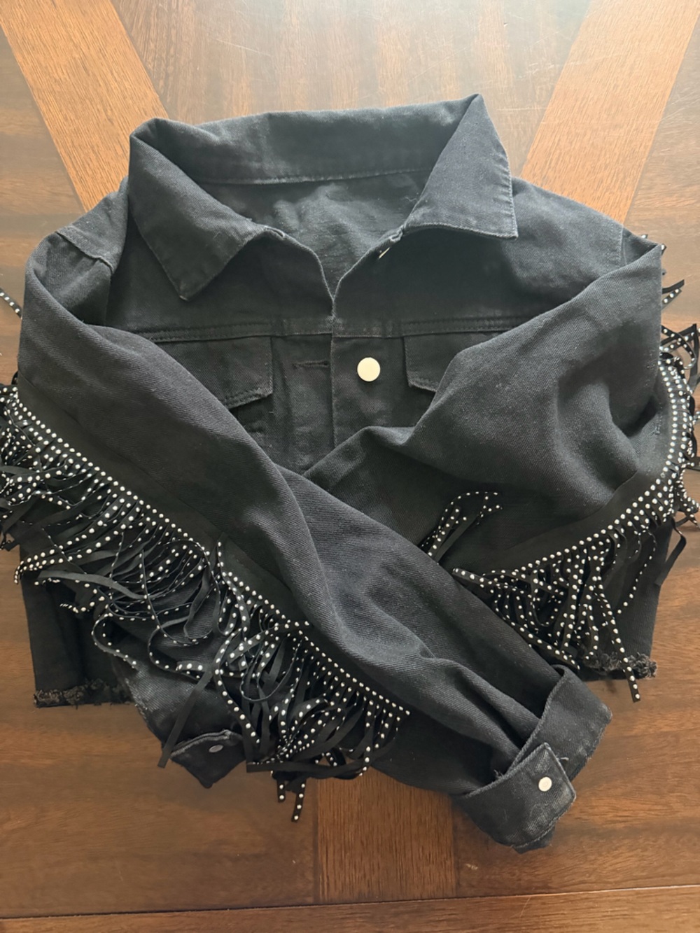 Unlisted Black Fringe Studded Jean Jacket